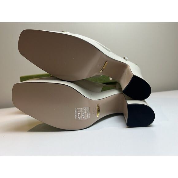 GUCCI SHOES PLATFORM White LEATHER SLINGBACK PUMPS w HORSEBIT $1,100 sz 39 9 - Picture 7 of 10